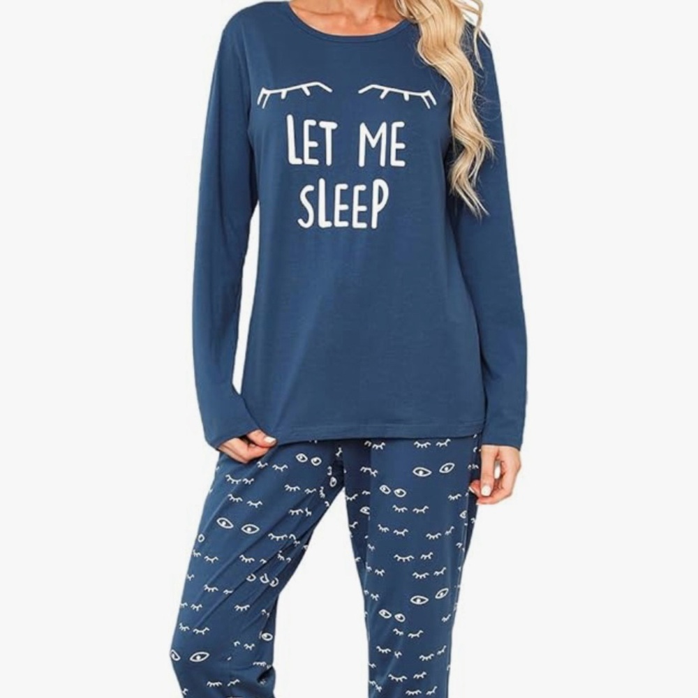 Blue Pajama Set with Eye Print